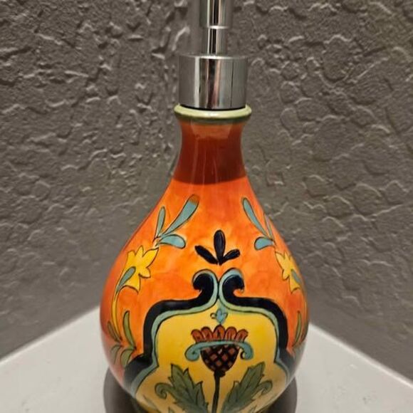 Talavera Ceramic Mexican Pottery Hand Soap Dispenser Extra Large 10" - Picture 1 of 6